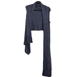 Kuna Women’s Baby Alpaca Wool Asymmetrical Sleeveless Cardigan Scarf Navy Blue